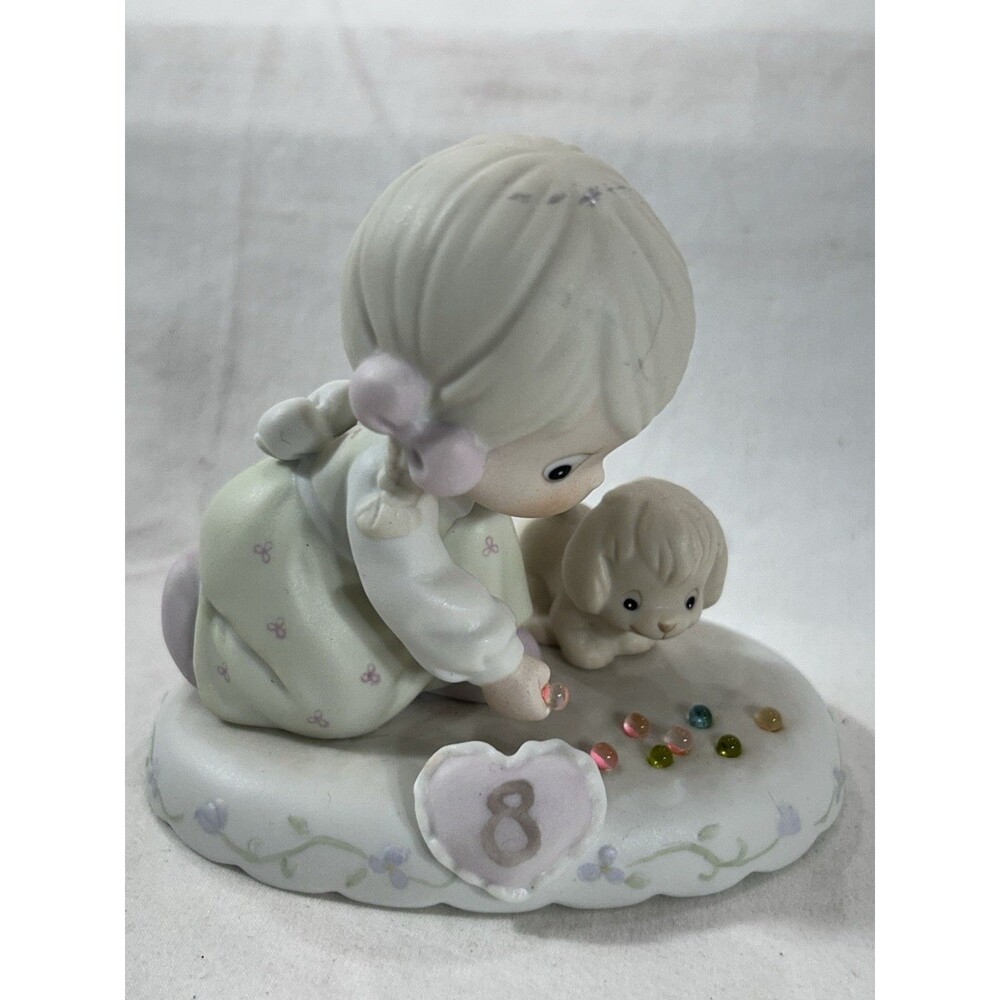 Precious Moments Growing In Grace Age 8 Girl Dog Marbles Figurine